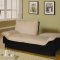 Beige Microfiber Modern Convertible Sofa Bed w/Black Base