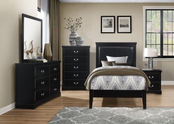 Seabright Youth Bedroom Set 4Pc 1519 in Black by Homelegance [HEKB-1519BK-Seabright]