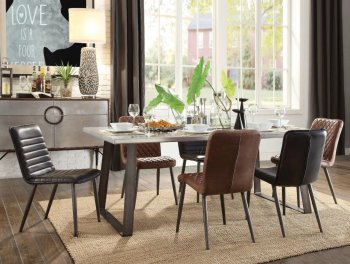 Kaylia Dining Table 70105 in Aluminum & Leather by Acme [AMDS-70105-Kaylia]