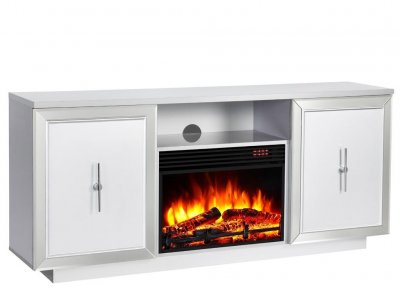 Sashi Electric Fireplace Media Console in Silver