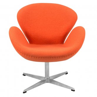 Swan Lounge Chair SW29ORW in Orange Wool by LeisureMod