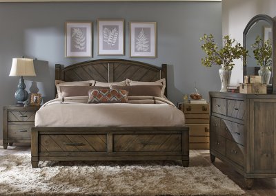 Modern Country Bedroom 5Pc Set 833-BR-QSB in Brown by Liberty