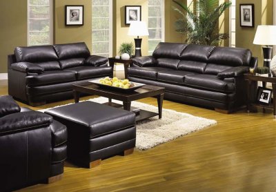 Onyx Bonded Leather Contemporary Sofa and Loveseat Set