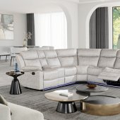 U6026 Motion Sectional Sofa in Light Gray Fabric by Global