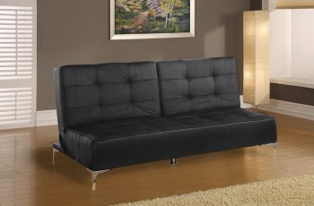 Black Microfiber Contemporary Sofa Bed with Split Back [LSSB-Boston]