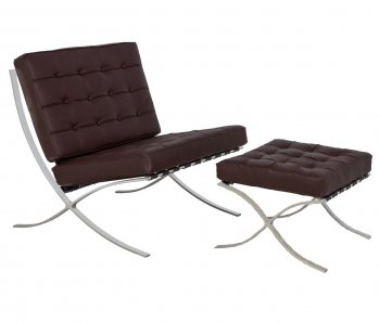 Bellefonte Chair & Ottoman BR30BRL in Dark Brown by LeisureMod [LMCC-BR30BRL-Bellefonte Dk Brown]