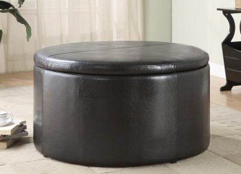 Dark Brown Vinyl Storage Cocktail Table w/2 Kidney Ottomans [HEO-4722]