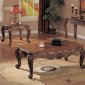 Deep Brown Classic Coffee Tables w/Shell & Leaf Carving Details