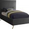 Jasmine Bed in Grey Velvet Fabric by Meridian w/Options