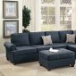 F6991 Sectional Sofa in Dark Blue Fabric by Poundex w/Options