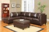 Espresso Vinyl Modern Sectional Sofa w/Optional Ottoman