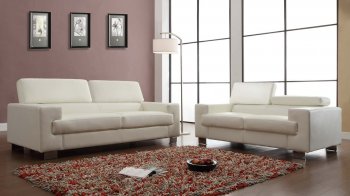 Vernon Sofa 9603WHT in White Bonded Leather by Homelegance [HES-9603WHT Vernon]