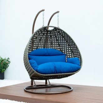 Wicker Hanging Double Egg Swing Chair ESCBG-57BU by LeisureMod