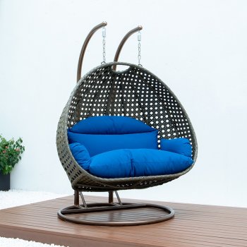 Wicker Hanging Double Egg Swing Chair ESCBG-57BU by LeisureMod [LMOUT-ESCBG-57BU]