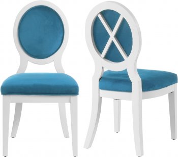 Lotus Dining Chair 747 Set of 2 Aqua Velvet Fabric by Meridian [MRDC-747 Lotus Aqua]