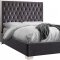 Lexi Upholstered Bed in Grey Velvet Fabric by Meridian w/Options