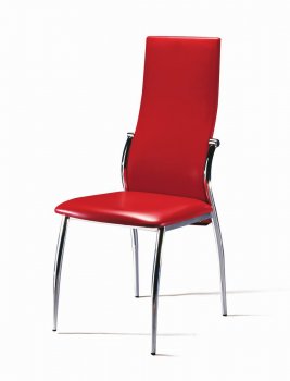 Set of 4 Red Leatherette Modern Dining Chairs [GRDC-Y-120]