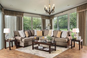 Augustina Sectional Sofa SM5165 - Light Brown Woven Fabric [FASS-SM5165-Augustina]