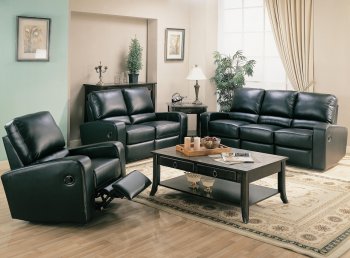 Black Bonded Leather Modern Living Room Motion Sofa w/Options [CRS-600421]