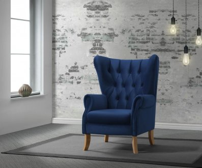 Adonis Accent Chair Set of 2 59519 in Navy Blue Velvet by Acme