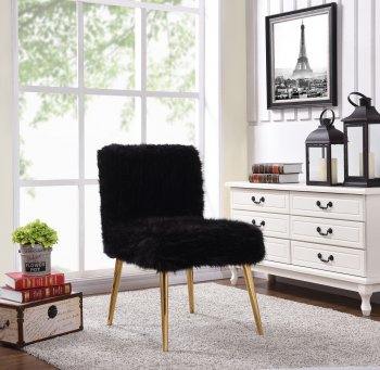 Tiffany Accent Chair in Black Faux Fur by Meridian [MRCC-508 Black Tiffany]