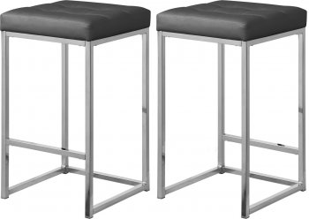 Nicola Counter Stool 905 Set of 2 Grey Faux Leather by Meridian [MRBA-905 Nicola Grey]