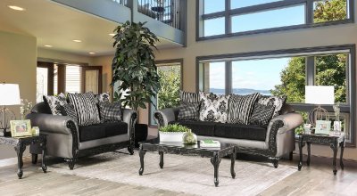 Midleton Sofa SM7405 in Gray/Black Leatherette & Chenille w/Opt