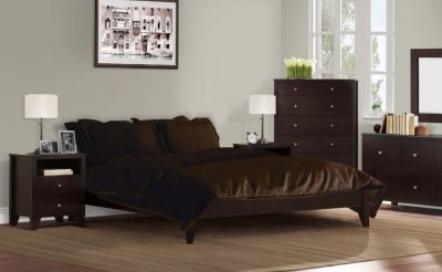 Cappuccino Finish Modern Bedroom w/Optional Casegoods