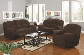 Brown Microfiber Modern Reclining Sofa & Loveseat Set w/Options [CRS-600581-Faris]