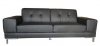 Black Leatherette Contemporary Sofa & Loveseat Set w/Metal Legs