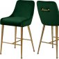 Owen Counter Stool 745 Set of 2 Green Velvet Fabric by Meridian