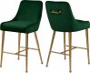 Owen Counter Stool 745 Set of 2 Green Velvet Fabric by Meridian