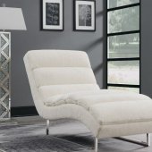 509045 Chaise Lounge in White Faux Sheepskin Fabric by Coaster