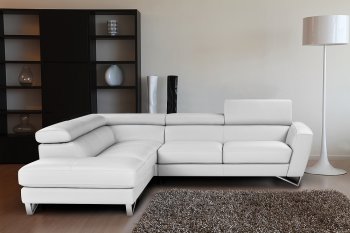 Sparta Sectional Sofa in White Full Leather by J&M w/Steel Legs [JMSS-Sparta White]