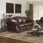 Dark Brown Leather Traditional Living Room w/Nail Head Trim