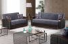 Montana Sofa Bed in Gray Fabric & Black Leatherette by Empire