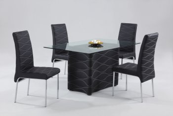 Black Modern Dining Room Glass Top Table w/Optional Chairs [CYDS-CONNIE-DT-BLK]