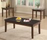 Marble-Like Top & Rich Walnut Finish Modern 3Pc Coffee Table Set