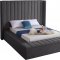 Kiki Upholstered Bed in Grey Velvet Fabric by Meridian