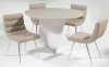 Round Solid Surface 5Pc Modern Dining Set w/Beige Chairs