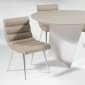 Round Solid Surface 5Pc Modern Dining Set w/Beige Chairs