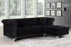 Damian Sectional Sofa 608 in Black Velvet Fabric by Meridian