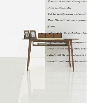 Dana Modern Office Desk in Walnut by J&M w/Brown Marble [JMOD-Dana]