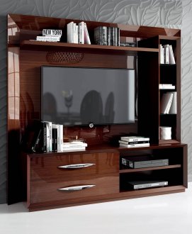 Carmen Wall Unit by ESF in Walnut High Gloss