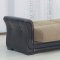 Fabric & Dark Vinyl Two-Tone Modern Sofa Bed w/Optional Items