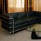 Le Corbusier Style Modern Sofa & 2 Chairs in Black Full Leather