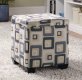 Grid Fabric Modern Square Storage Ottoman w/Wood Legs