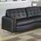 Black Bonded Full Leather Modern Sectional Sofa w/Chrome Legs