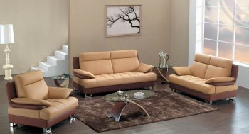 Camel & Brown Bonded Leather Modern 7045 Sofa w/Options [AES-7045 Camel Brown]