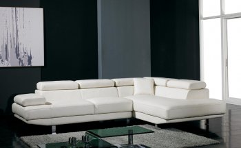 T60 White Leather Sectional Sofa w/Adjustable Headrests & Arm [VGSS-T60 White]